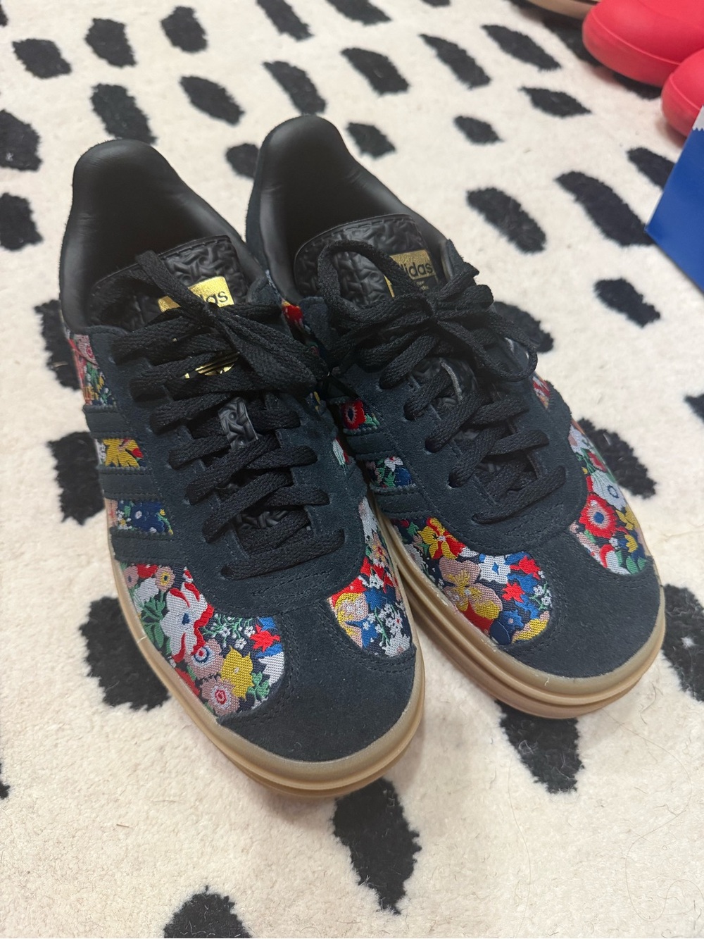 Adidas x liberty of London black floral gazelle bold sneakers women’s size 7 - Picture 3 of 6